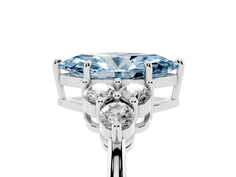 Marquise Cluster Side Stone Engagement Ring Setting for a Fancy Blue Lab-Grown Diamond | White Gold