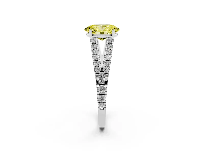 Oval Graduated Split Shank Engagement Ring Setting for a Fancy Yellow Lab-Grown Diamond | Sterling Silver