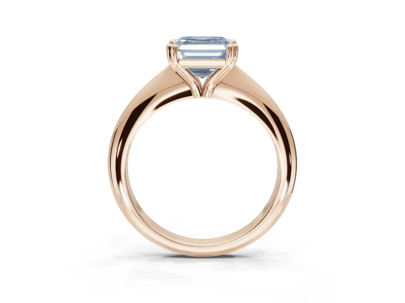Princess Cut Tapered Solitaire Engagement Ring Setting for a Fancy Blue Lab-Grown Diamond | Rose Gold