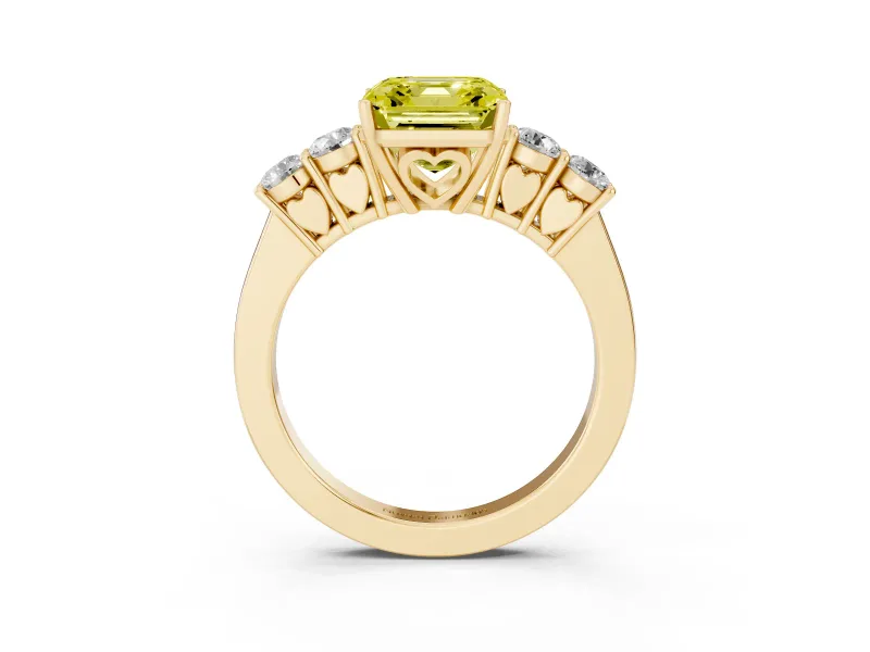 Asscher Cut 5 Stone Engagement Ring Setting for a Fancy Yellow Lab-Grown Diamond | Yellow Gold