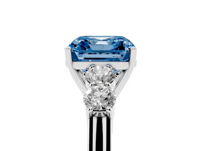 Asscher Cut 5 Stone Engagement Ring Setting for a Fancy Blue Lab-Grown Diamond | White Gold