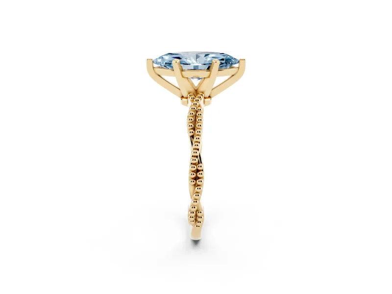 Marquise Twisted Solitaire Engagement Ring Setting for a Fancy Blue Lab-Grown Diamond | Yellow Gold