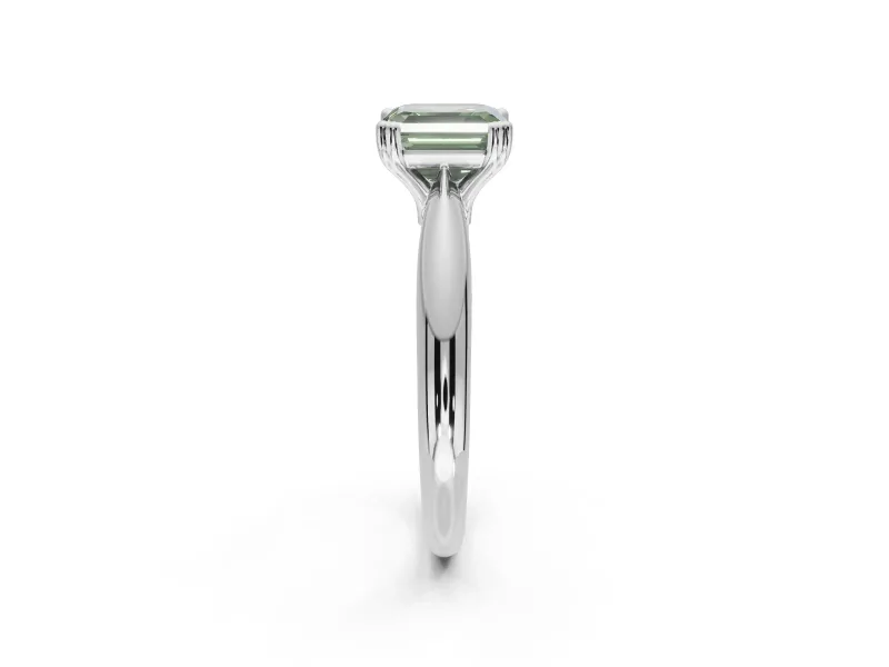 Princess Cut Tapered Solitaire Engagement Ring Setting for a Fancy Green Lab-Grown Diamond | Platinum