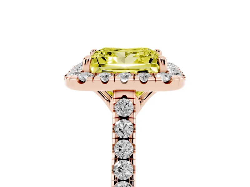 Princess Cut Raised Halo Engagement Ring Setting for a Fancy Yellow Lab-Grown Diamond | Rose Gold