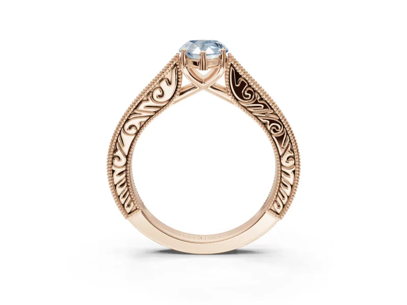 Pear-Shaped Vintage Engagement Ring Setting for a Fancy Blue Lab-Grown Diamond | Rose Gold - Design NV-24644