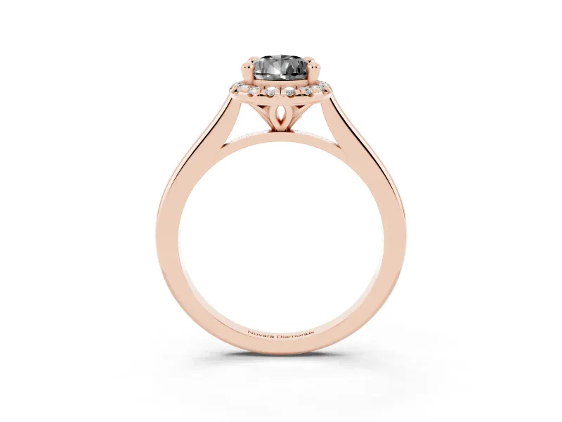 Pear-Shaped Halo Engagement Ring Setting for a Black Center | Plain Polished Band | Rose Gold