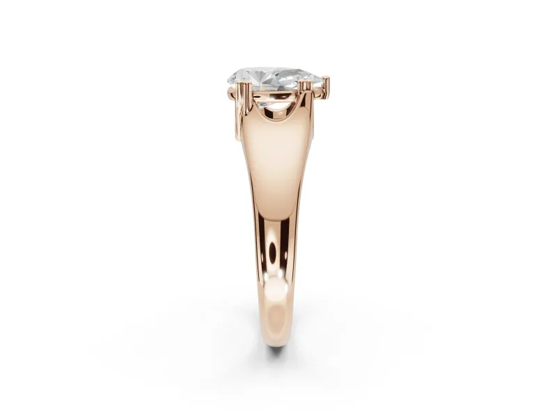 Pear-Shaped Double Claw Solitaire Engagement Ring Setting | Wide Plain Band | Rose Gold