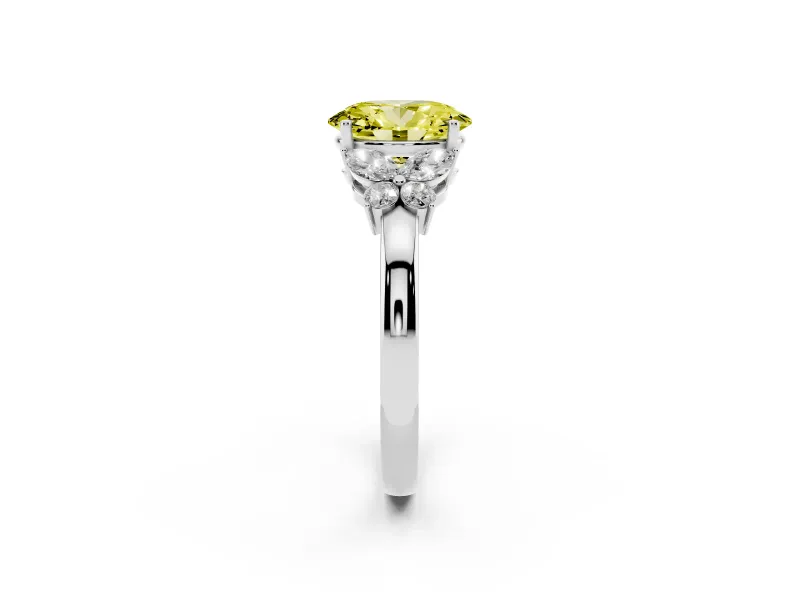 Oval Petal Engagement Ring Setting for a Fancy Yellow Lab-Grown Diamond | Platinum