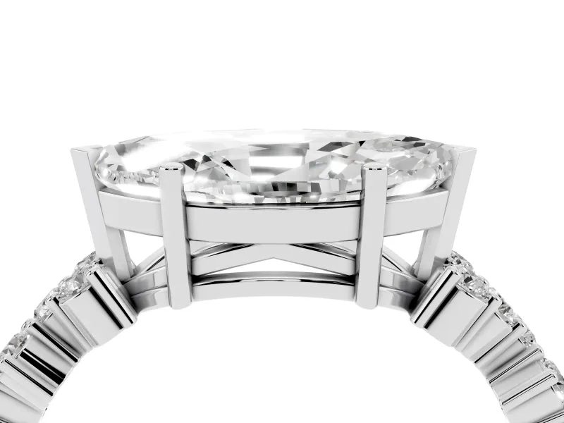 Marquise Scattered Accent Engagement Ring Setting | Slim Band | Platinum