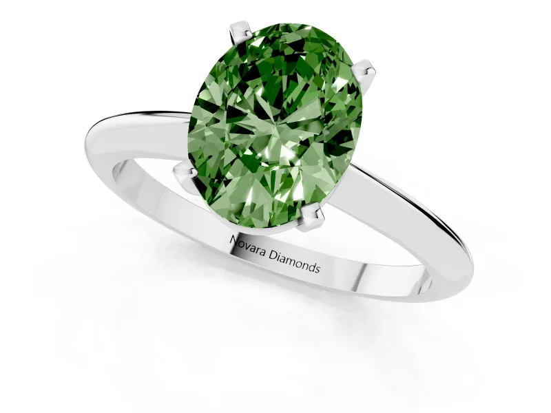Oval Engagement Ring Setting for a Fancy Green Lab-Grown Diamond | Sterling Silver