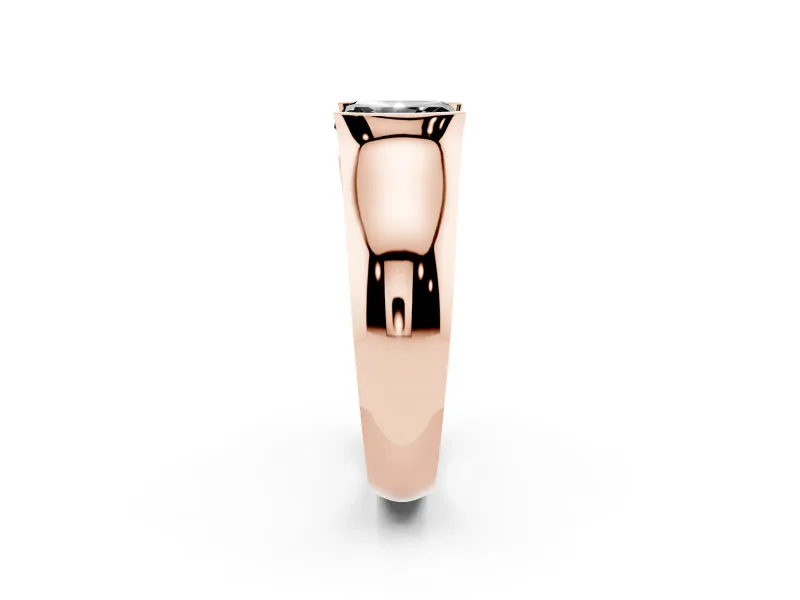 Radiant Cut Half Bezel Solitaire Engagement Ring Setting for a Black Center | Wide Band | Rose Gold