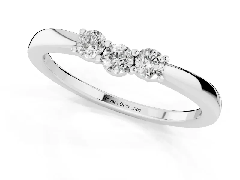 Round Diamond Three-Stone Tension Band Set in Platinum with Prong Setting