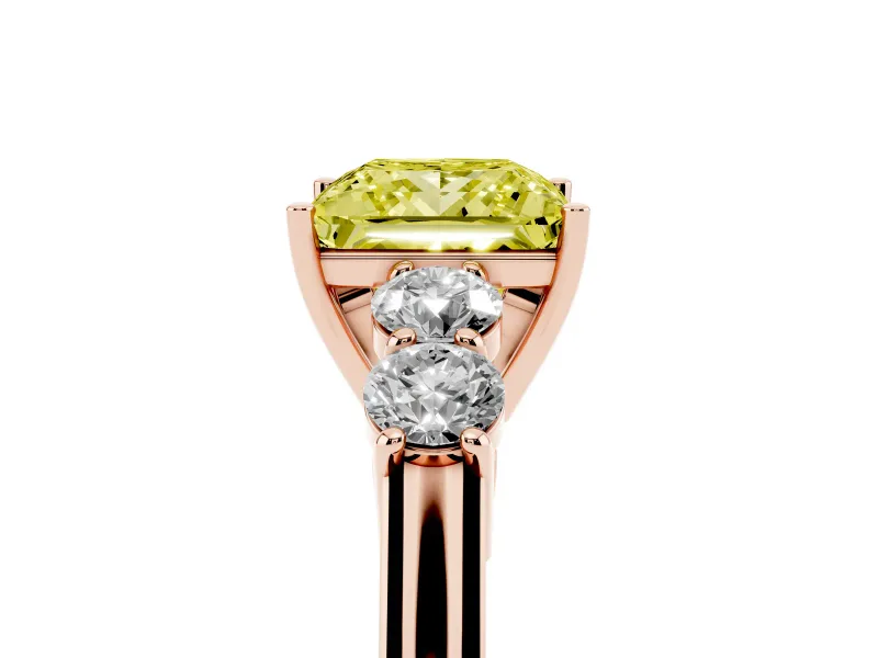 Princess Cut 5 Stone Engagement Ring Setting for a Fancy Yellow Lab-Grown Diamond | Rose Gold