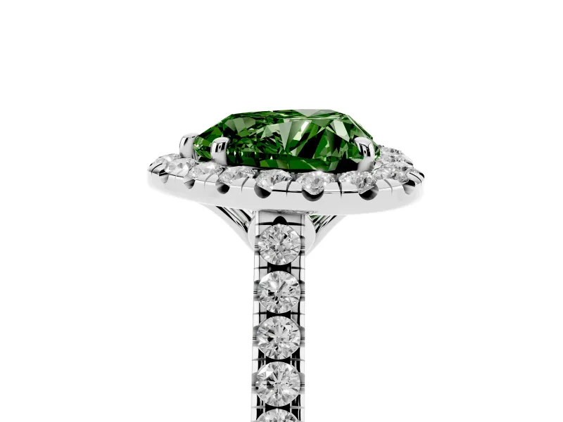 Heart-Shaped Raised Halo Engagement Ring Setting for a Fancy Green Lab-Grown Diamond | White Gold