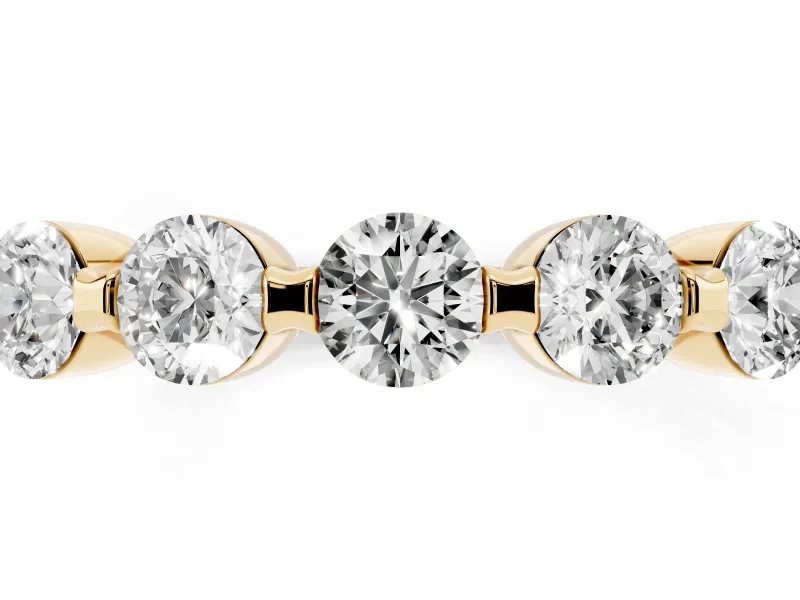 Five-Stone Round Diamond Half Eternity Bridal Band Set in Yellow gold with Prong-Set Stones
