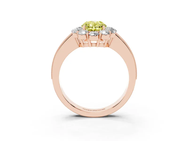 Oval Vintage Halo Engagement Ring Setting for a Fancy Yellow Lab-Grown Diamond | Rose Gold