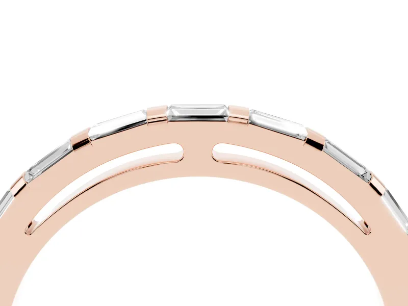 Baguette Diamond Continuous Channel Eternity Band Set in Rose gold with Polished Walls
