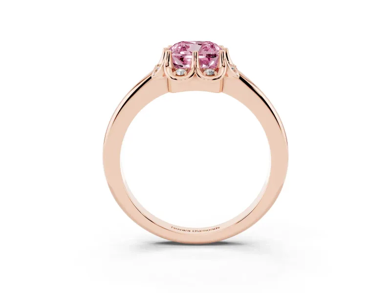 Cushion Cut Petal Halo Engagement Ring Setting for a Fancy Pink Lab-Grown Diamond | Rose Gold