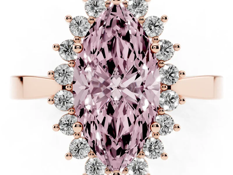 Marquise Scalloped Halo Engagement Ring Setting for a Fancy Pink Lab-Grown Diamond | Rose Gold