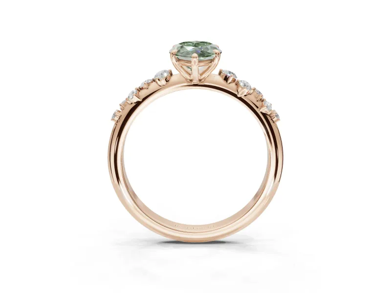 Marquise Graduated Solitaire Engagement Ring Setting for a Fancy Green Lab-Grown Diamond | Rose Gold