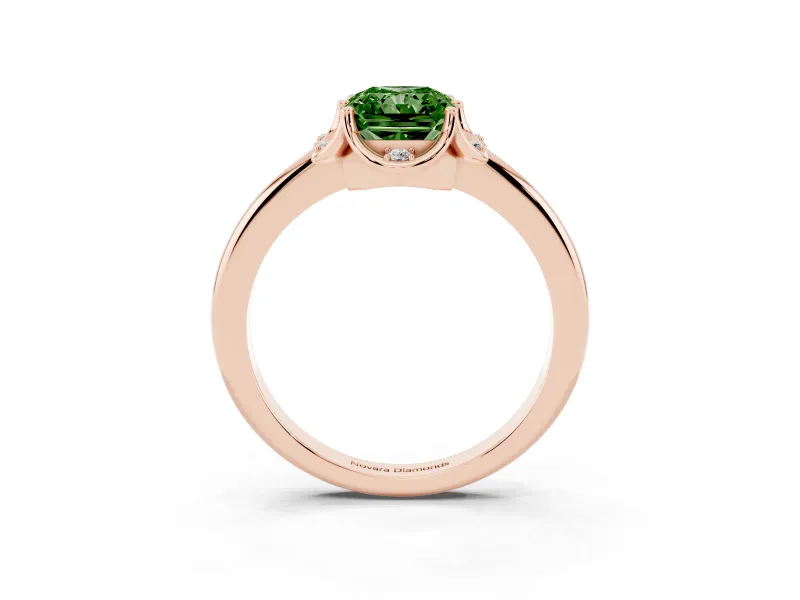 Radiant Cut Petal Halo Engagement Ring Setting for a Fancy Green Lab-Grown Diamond | Rose Gold