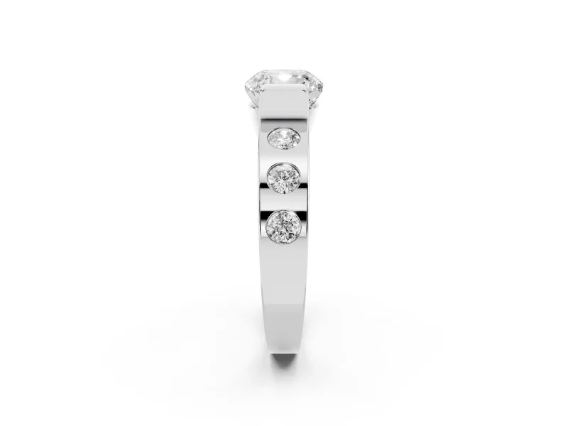 Cushion Cut Tension Style Engagement Ring Setting | Flush Set Accents | Platinum