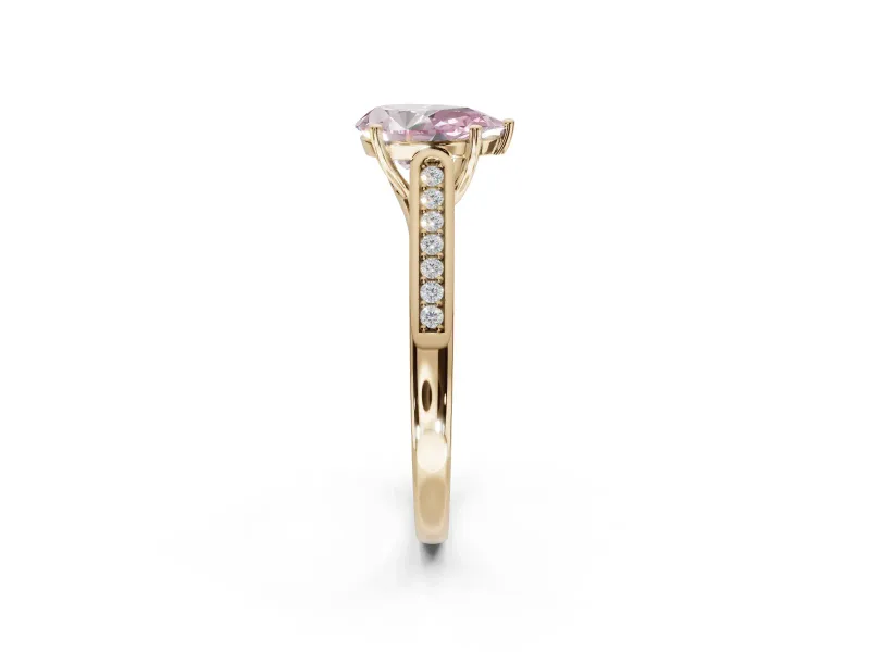 Pear-Shaped Engagement Ring Setting for a Fancy Pink Lab-Grown Diamond | Yellow Gold - Design NV-24597
