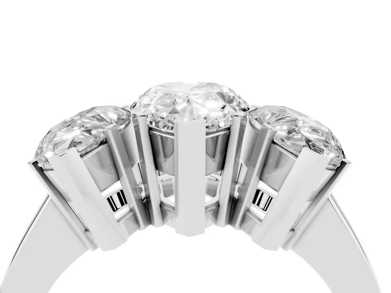 Pear-Shaped Three Stone Engagement Ring Setting | Large Side Stones | White Gold