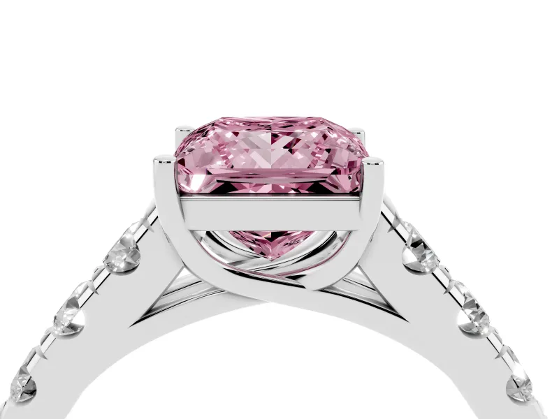 Princess Cut Engagement Ring Setting for a Fancy Pink Lab-Grown Diamond | Platinum - Design NV-24643