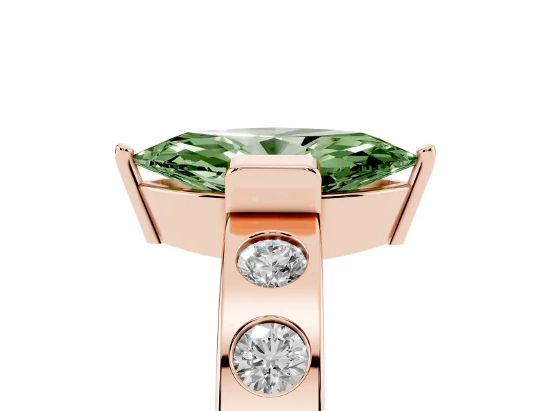 Marquise Tension Style Engagement Ring Setting for a Fancy Green Lab-Grown Diamond | Rose Gold