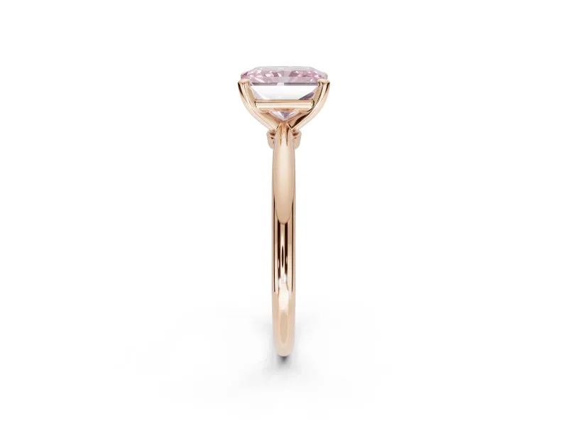 Radiant Cut Solitaire Engagement Ring Setting for a Fancy Pink Lab-Grown Diamond | Tapered Plain Band | Rose Gold