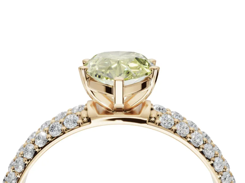 Pear-Shaped Domed Pavé Engagement Ring Setting for a Fancy Yellow Lab-Grown Diamond | Yellow Gold