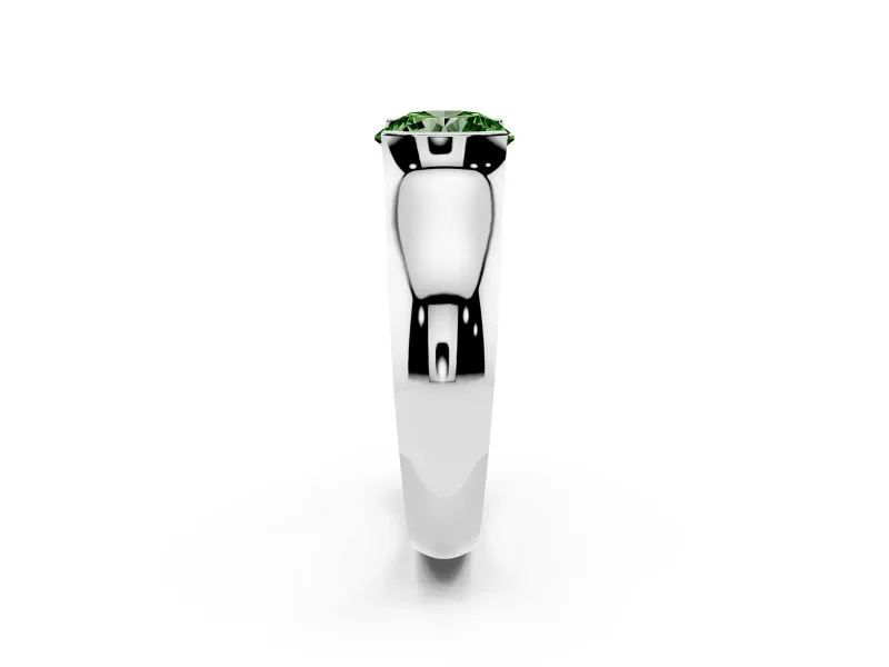 Round Half Bezel Engagement Ring Setting for a Fancy Green Lab-Grown Diamond | Wide Band | Platinum