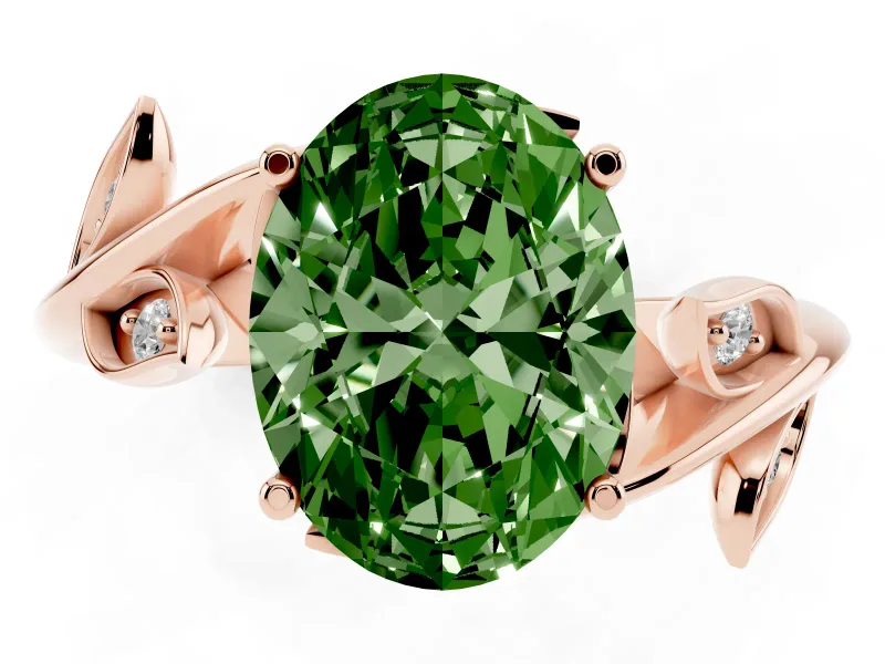 Oval Twisted Bypass Engagement Ring Setting for a Fancy Green Lab-Grown Diamond | Rose Gold