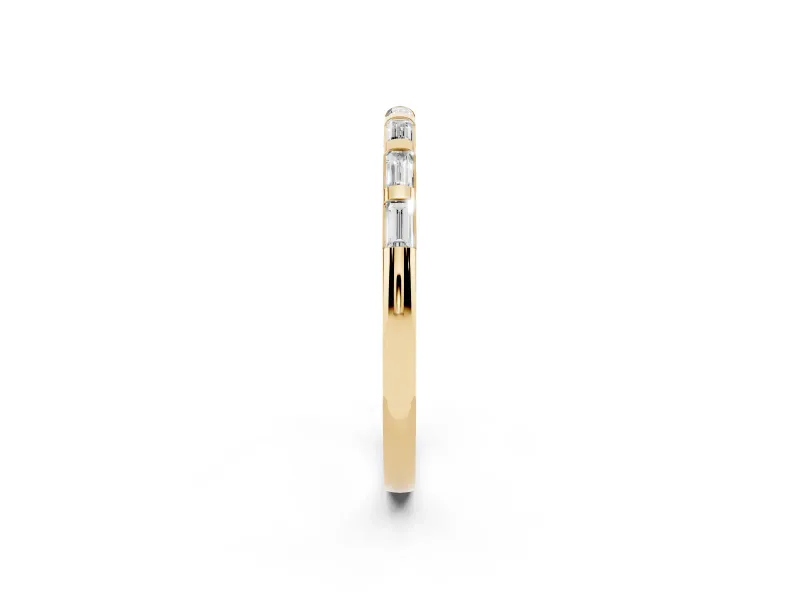 Baguette Diamond Continuous Channel Eternity Band Set in Yellow gold with Polished Walls