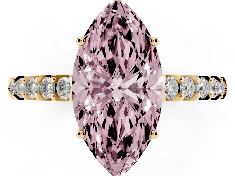 Marquise Engagement Ring Setting for a Fancy Pink Lab-Grown Diamond | Yellow Gold - Design NV-24649