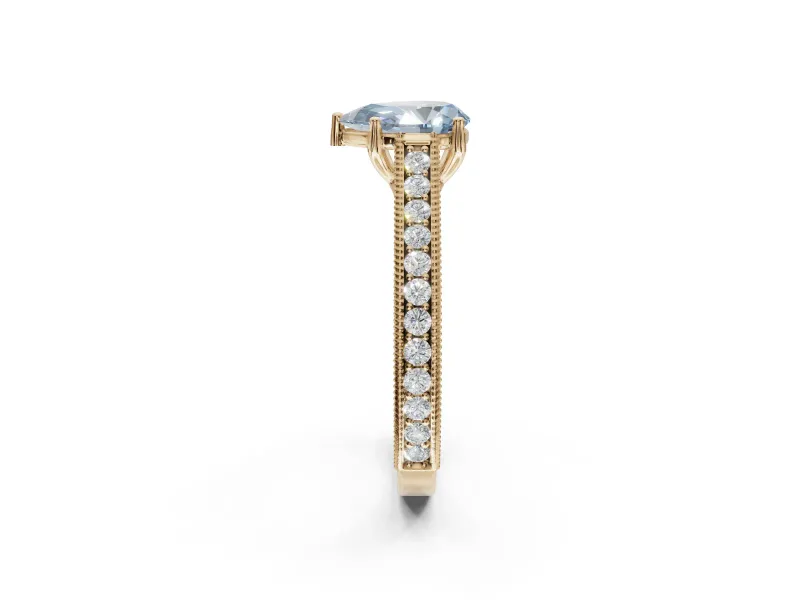 Pear-Shaped Vintage Engagement Ring Setting for a Fancy Blue Lab-Grown Diamond | Yellow Gold - Design NV-24644