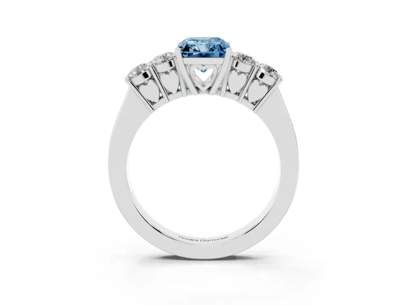 Radiant Cut 5 Stone Engagement Ring Setting for a Fancy Blue Lab-Grown Diamond | Platinum