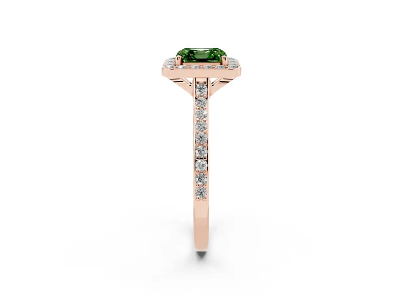 Asscher Cut Halo Engagement Ring Setting for a Fancy Green Lab-Grown Diamond | Rose Gold - Design NV-24729