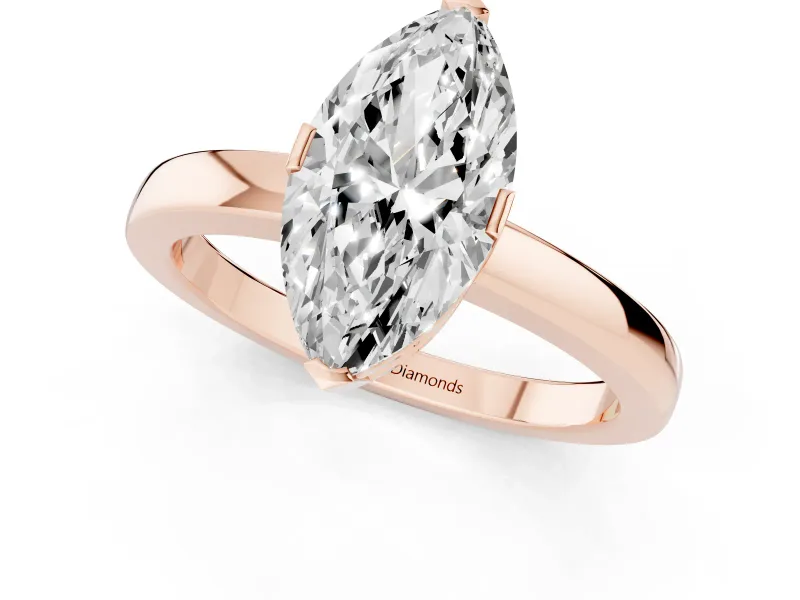 Marquise Solitaire Engagement Ring Setting | Flat Tab Prongs | Rose Gold