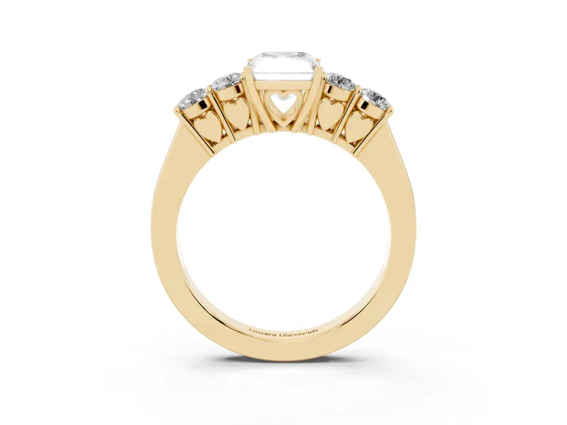 Radiant Cut Close Set Five Stone Engagement Ring Setting | Yellow Gold