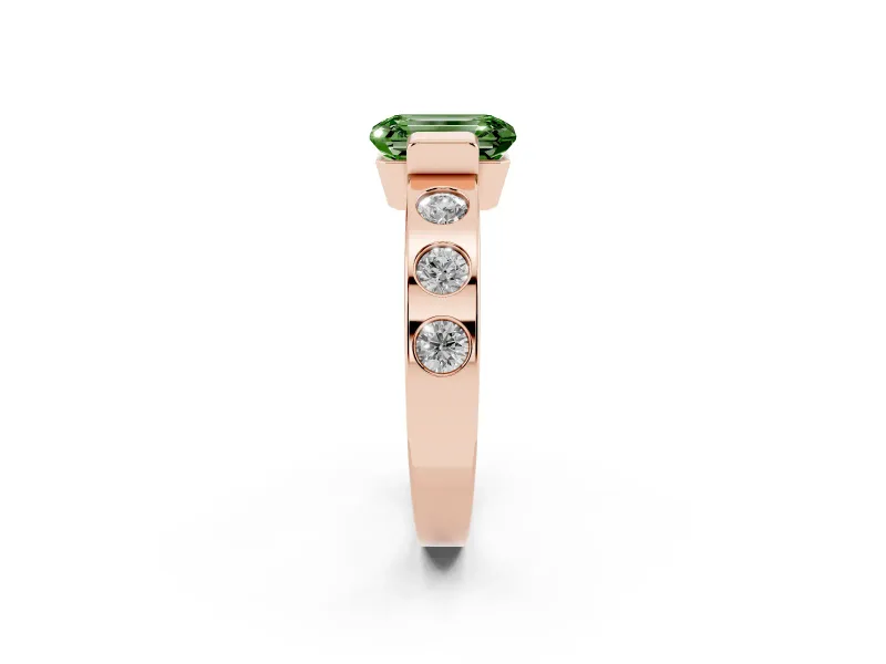 Emerald Cut Tension Style Engagement Ring Setting for a Fancy Green Lab-Grown Diamond | Rose Gold