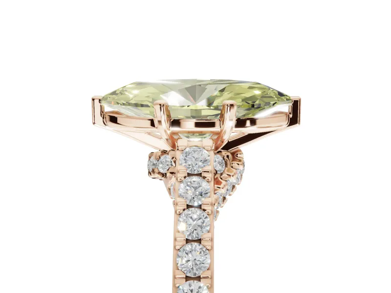 Marquise Pavé Solitaire Engagement Ring Setting for a Fancy Yellow Lab-Grown Diamond | Crossover Gallery | Rose Gold