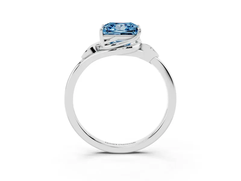 Princess Cut Leaf Bypass Solitaire Engagement Ring Setting for a Fancy Blue Lab-Grown Diamond | Sterling Silver