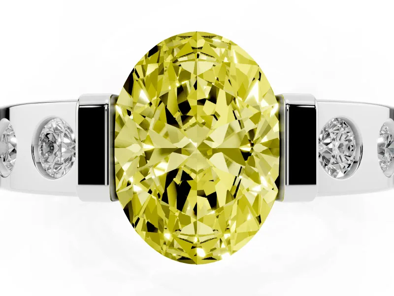 Oval Tension Style Engagement Ring Setting for a Fancy Yellow Lab-Grown Diamond | White Gold