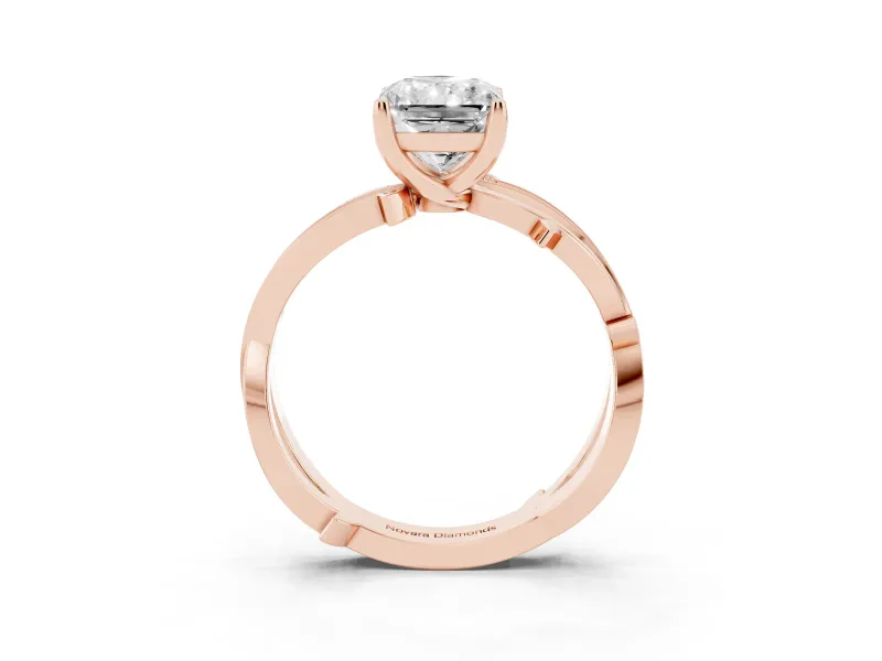 Radiant Cut Twisted Pavé Engagement Ring Setting | Pavé and Plain Strands | Rose Gold