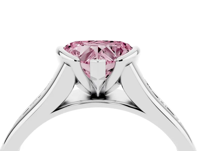 Heart-Shaped Half Bezel Engagement Ring Setting for a Fancy Pink Lab-Grown Diamond | White Gold