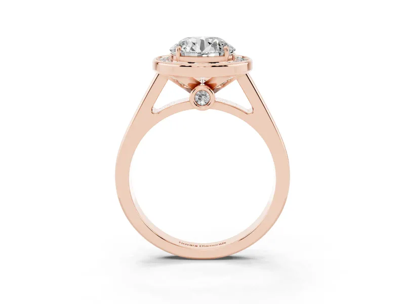 Round Halo Engagement Ring Setting | Polished Outer Rim | Rose Gold