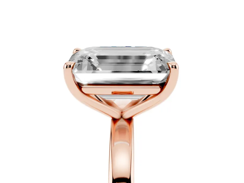 Fancy Blue Radiant Cut and Emerald Cut Toi Moi Ring Set in Rose gold with Prong Setting