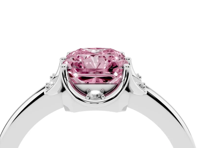 Radiant Cut Petal Halo Engagement Ring Setting for a Fancy Pink Lab-Grown Diamond | Sterling Silver